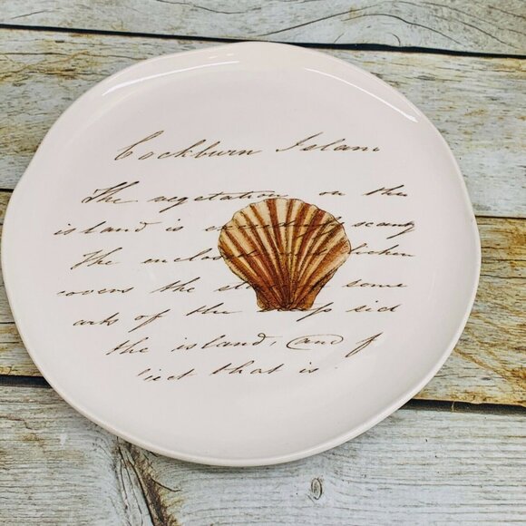 Ceramisia Made In Italy SEASHELLS WORDS Italian Pottery 9.25" Sided Plate Set 2 - Picture 4 of 7
